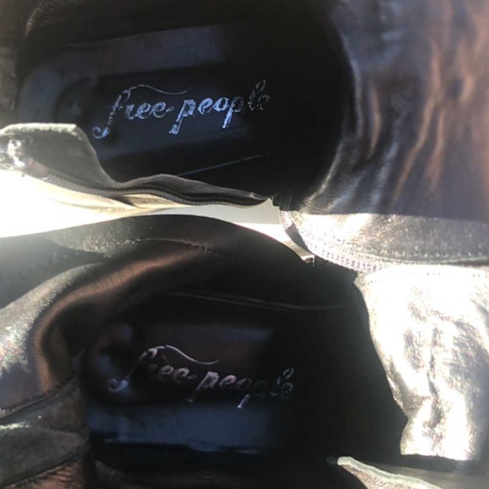 FREE PEOPLE Lace Up Boots Black Leather - Picture 5 of 7